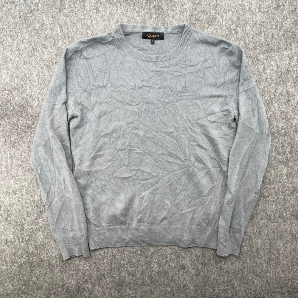 Quince Sweater Mens Large Grey Cashmere Crewneck Pullover Knit Soft